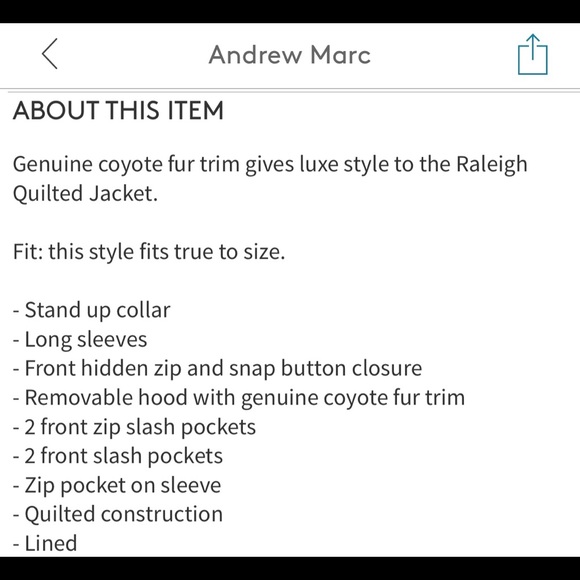 Andrew Marc Raleigh Coyote Fur Trim Quilted Jacket - Picture 5 of 7